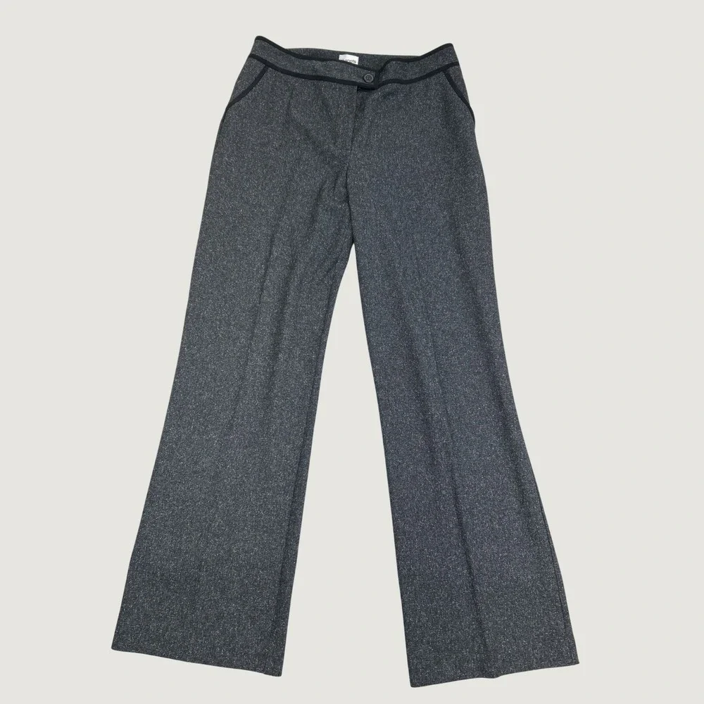 Chico's Dress Pants Women 1.5 Gray Wide Leg Marled Professional Trousers